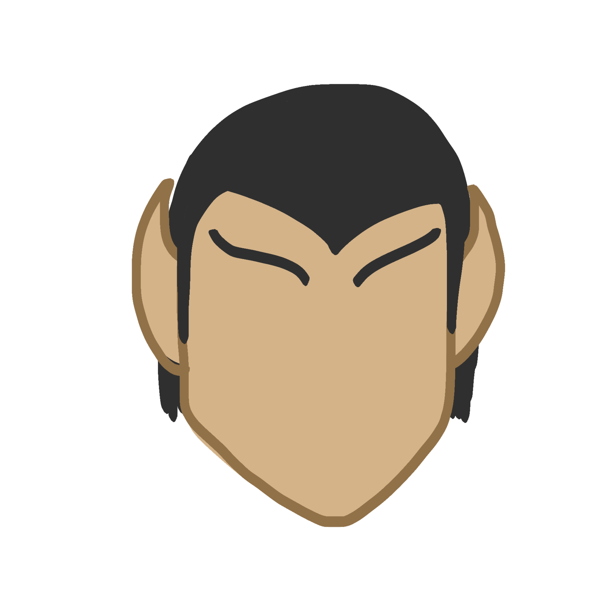 a romulan head with no facial features.